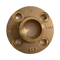 Bronze flange with bolt holes and cast markings