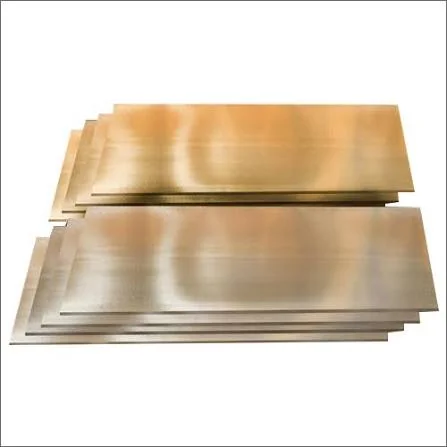 Flat bronze plates and sheets stacked at different sizes